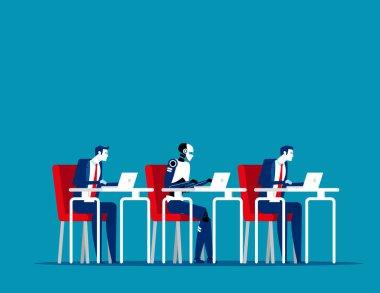 Yapay zeka ve insan birlikte çalışıyor. Vektör illüstrasyonu