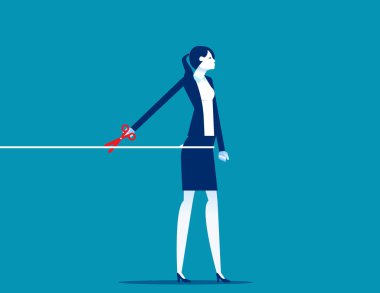 Ofis çalışanı ipi kesiyor, bağlantıyı kesmeyi öğreniyor.