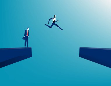 Robot geleceğe sıçrıyor. Teknoloji ilerlemesi ve yenilik otomasyonu. Yapay zeka