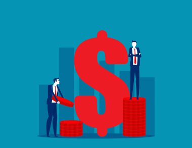 Yatırımcı ve yatırımcı. İş dünyası finansal konsepti. Düz çizgi film vektör biçimi