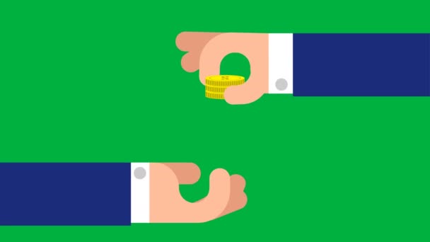Дай Гроші Концепція Ділових Фінансів Відео Угода Зелений Екран Кадрів — стокове відео
