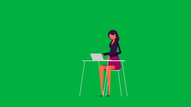 Bizneswoman Pracuje Concept Business Video Green Screen Footage Animacja Ruch — Wideo stockowe