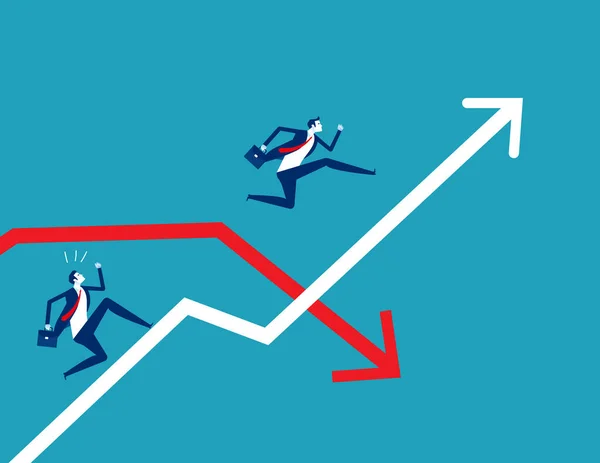 Geschäftsmann Springt Pfeildiagramm Vorbei — Stockvektor