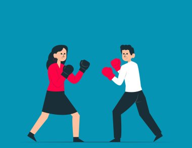 Boks yapan biri. Rekabet vektörü konsepti