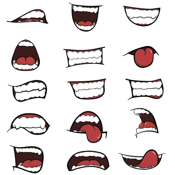 Set Cartoon Mouths You Design Different Emotion Cartoon Mouths - Stok Vektor