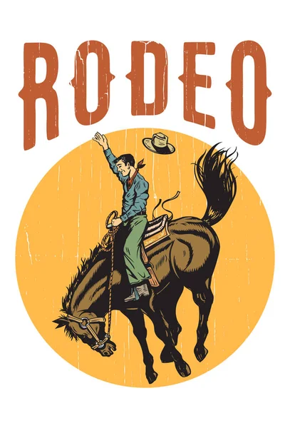 Cowboy Ridning Vildhäst Banner — Stock vektor