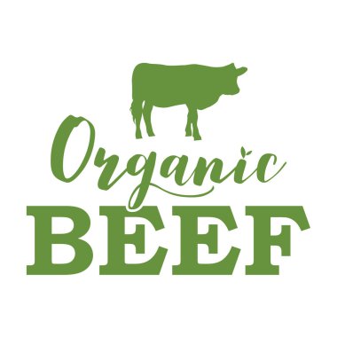 Organik Tarım etiket inek siluet ile vektör