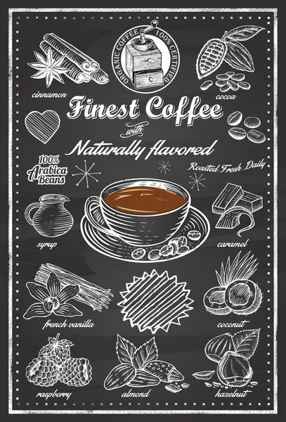 Dibujado Mano Artículos Café Vector — Vector de stock