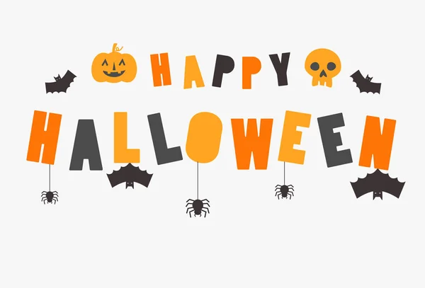 Feliz Halloween Texto Banner Vector —  Vetores de Stock