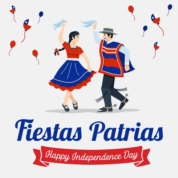 Fiestas Patrias Independence Day Celebration Chile Spanish Phrase — Stock Vector