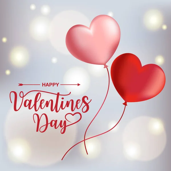 Fondo Del Día San Valentín Globos Voladores Forma Corazón Sobre — Vector de stock