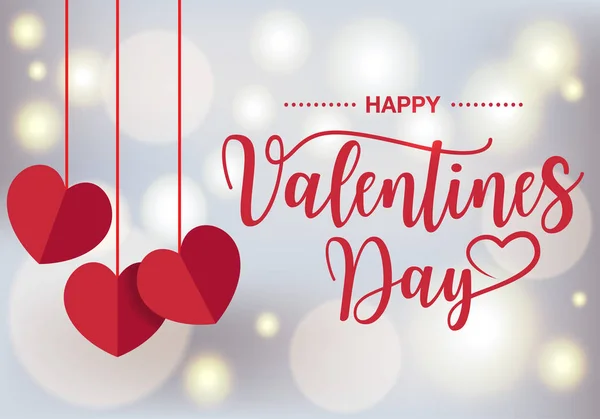 Feliz Día San Valentín Texto Manuscrito Con Papel Forma Corazón — Vector de stock