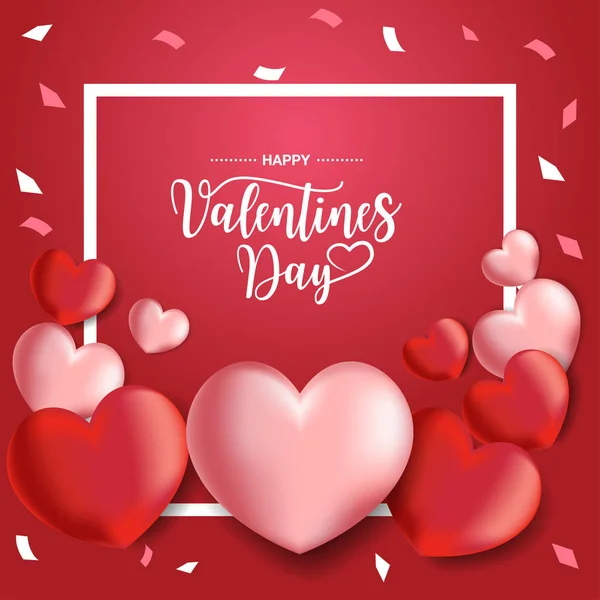 Día San Valentín Venta Fondo Con Globos Forma Corazón Ilustración — Vector de stock