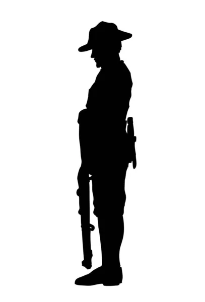 Silhouette Soldat Rendant Hommage Vector — Image vectorielle