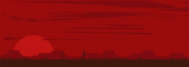 Vahşi Batı manzarası arka planı, Vektör İllüstrasyonu