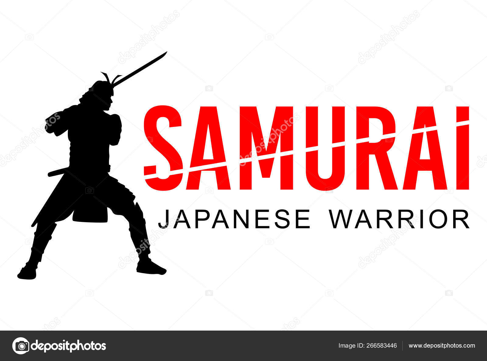 Silueta Del Guerrero Samurai Japonés Con Espada Vector Vector de stock  #266583446 de ©rexandpan, image size:1600x1186