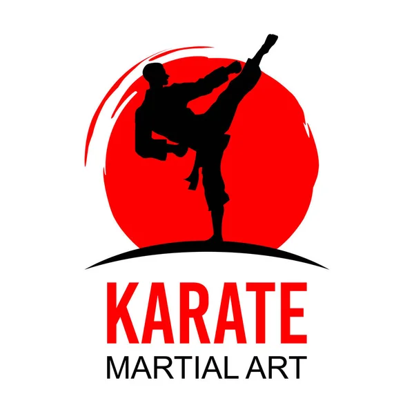 Martial Arts Silhouette Manliga Karate Fighting Vektor — Stock vektor