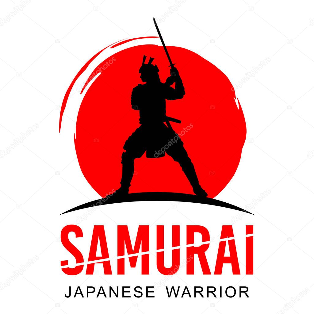 Silueta Del Guerrero Samurai Japonés Con Espada Vector Vector de stock por  ©rexandpan 266583514, image size:1024x1024