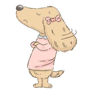 Sevimli karikatür Dachshund somurtkan oyunculuk