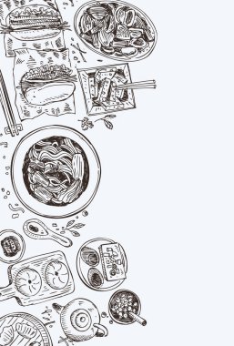 El çizilmiş Tayvanlı gıda, Vektör İllüstrasyon
