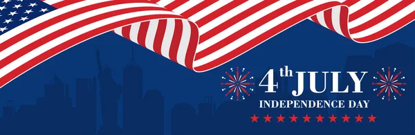 Χαρούμενη Ημέρα Ανεξαρτησίας Της 4Ης Ιουλίου Σημαία Αμερικής — Διανυσματικό Αρχείο