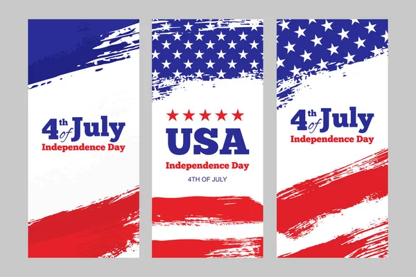 Día Independencia Estados Unidos América Julio Diseño Tarjetas Felicitación Vector — Vector de stock