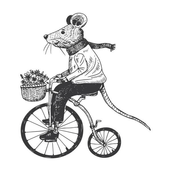 Illustrazione Del Mouse Penny Farthing Vettoriale — Vettoriale Stock
