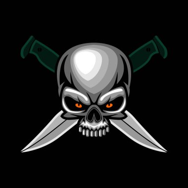 Kafatası baş ve çapraz bıçak vektör çizim sanat