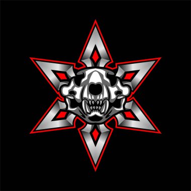 Bir aslan baş kafatası vektör çizim Shuriken Ninja ile