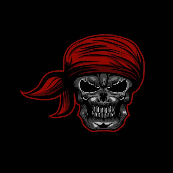 Testa Cranio Pirata Con Cappello Fascia Vettoriale Illustrazione — Vettoriale Stock