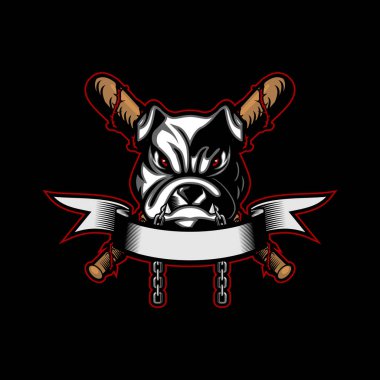  Köpek beyzbol takımı logo şablonu vektör çizim