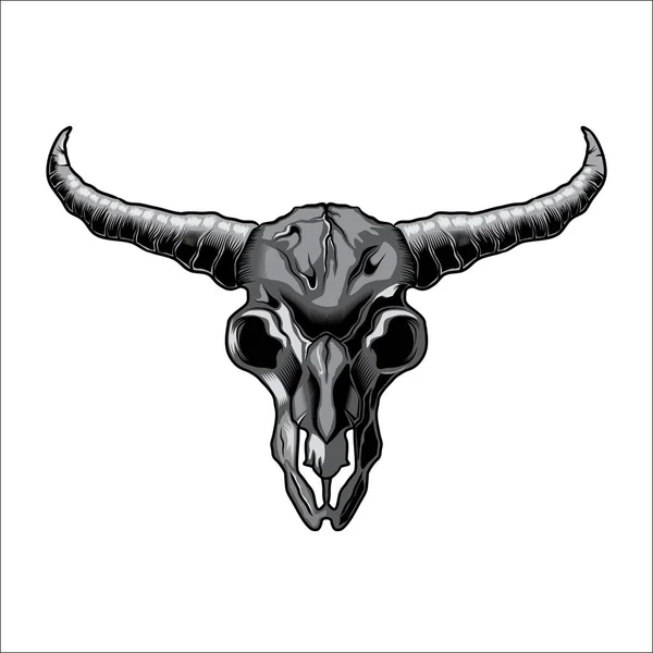 Skull Bull Head Artístico Ilustración — Vector de stock