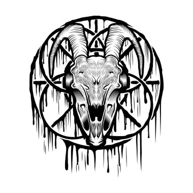 Keçi kafatası kafasından daire süs vektör çizim eritmek