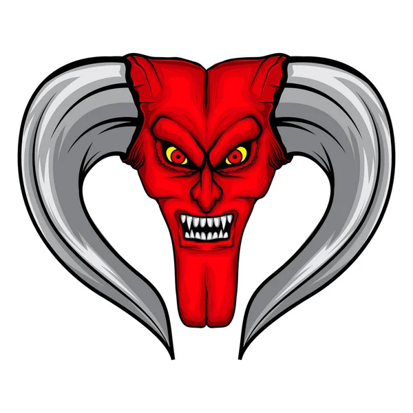 Diable Tête Colère Vecteur Illustration Art — Image vectorielle