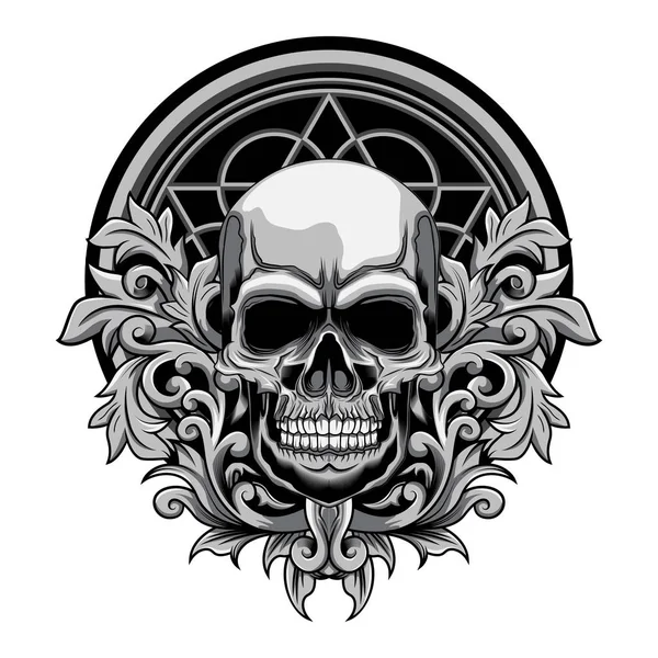 Floral Skull Vectorillustratie Witte Achtergrond — Stockvector