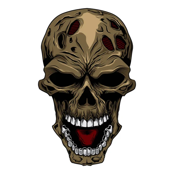 Angry Skull Head Vector Illustration — Stock Vector