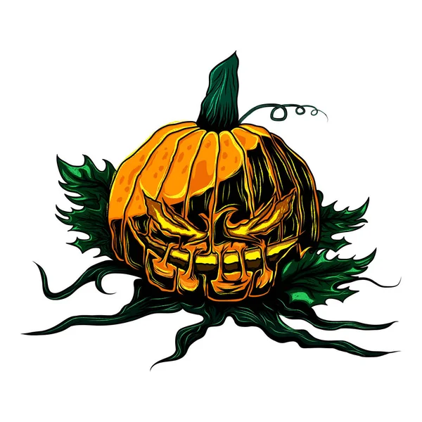 Scary Halloween Pumpkin Vector — Stock Vector