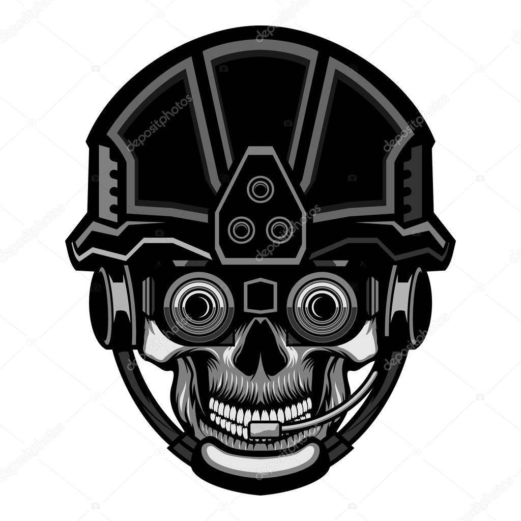 tactical skull head military vector illustration