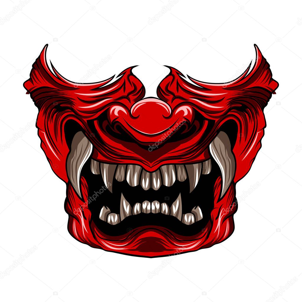 red samurai mask vector illustration isolated