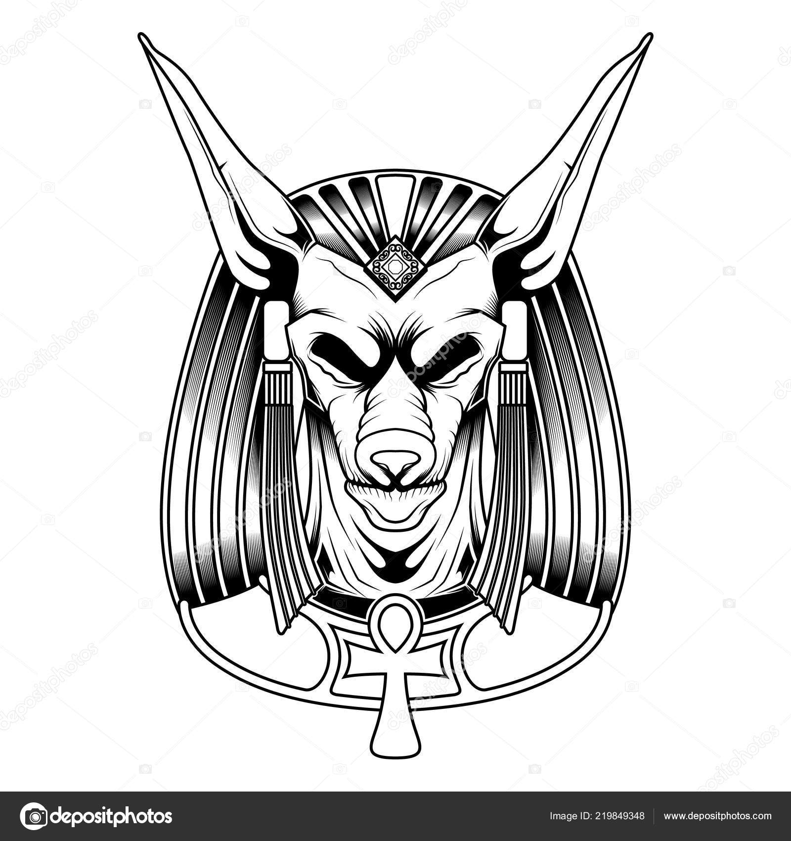 Anubis Head Drawing Vector Illustration Stock Vector by ©Eko07 219849348