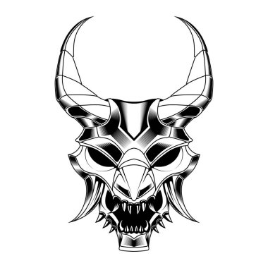 samuray kafatası çizim vektör çizim maske