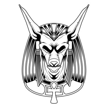 Anubis kafa vektör çizim çizim