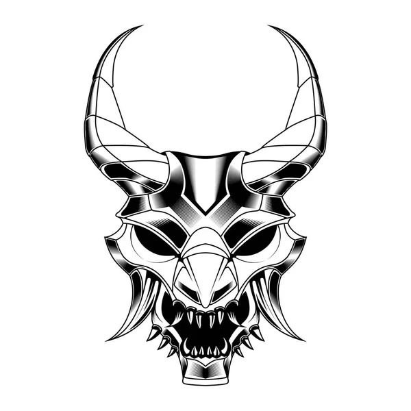 Samurai Máscara Caveira Desenho Vetor Ilustração — Vetor de Stock
