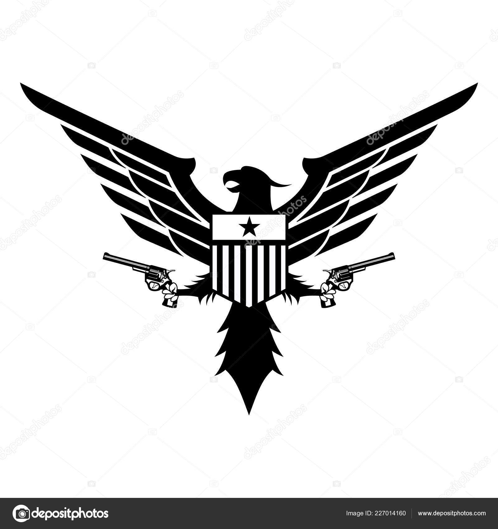 Eagle Shield Military Logo Gun Stock Vector Image By C Eko07