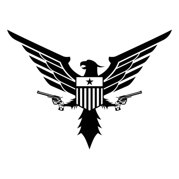 Logo Militer Eagle Shield Dengan Senjata - Stok Vektor