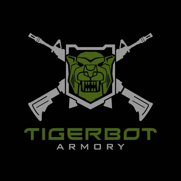 Tactical Tiger Robot Logo — Stock Vector
