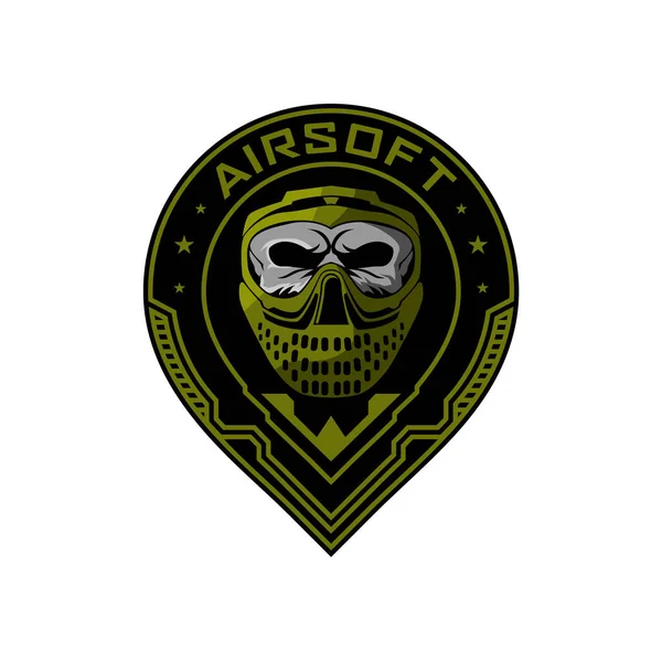 Capacete Crânio Logotipo Equipe Airsoft — Vetor de Stock