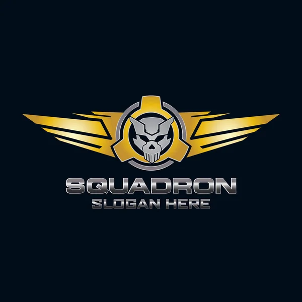 Esquadrão Militar Skull Logo —  Vetores de Stock