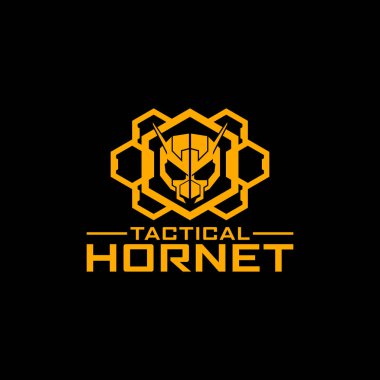 Taktik Hornet altıgen askeri logo tasarımı