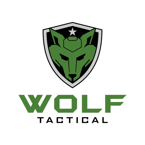 Wolf Taktikai Katonai Logo Tervezés — Stock Vector